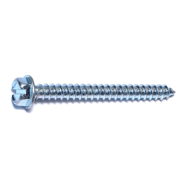 Midwest Fastener Sheet Metal Screw, #14 x 2-1/2 in, Zinc Plated Steel Flange Hex Head Slotted Drive, 100 PK 02961 - main